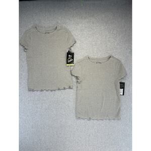Art Class Girls Top Short Sleeve Top Ruffle Edge Gray Size S (6/6X) NWT Set Of 2
